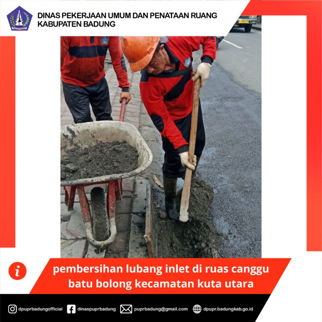 pembersihan lubang inlet di ruas canggu batu bolong kecamatan kuta utara